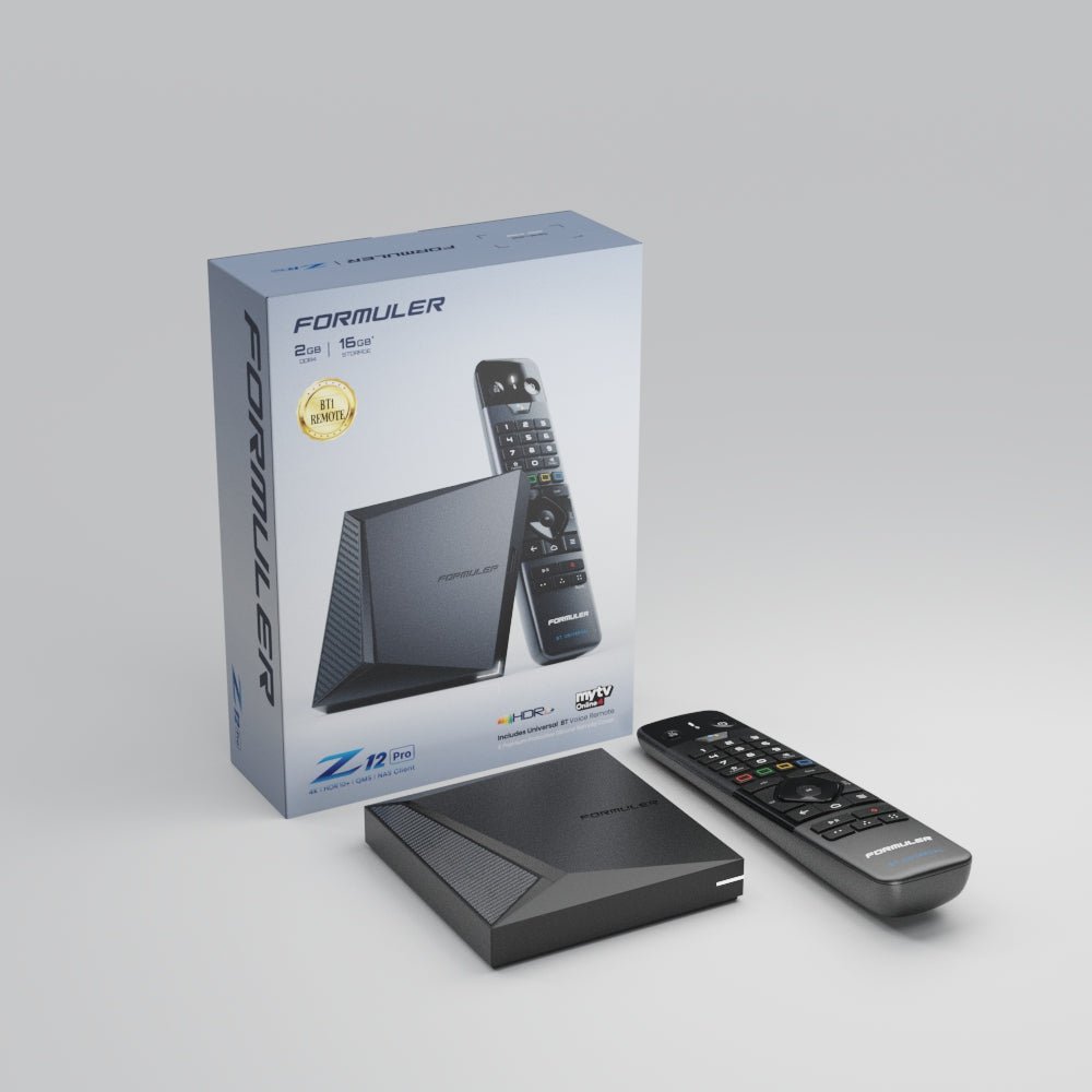 Formuler Z12 Pro receiver, remote and retail box