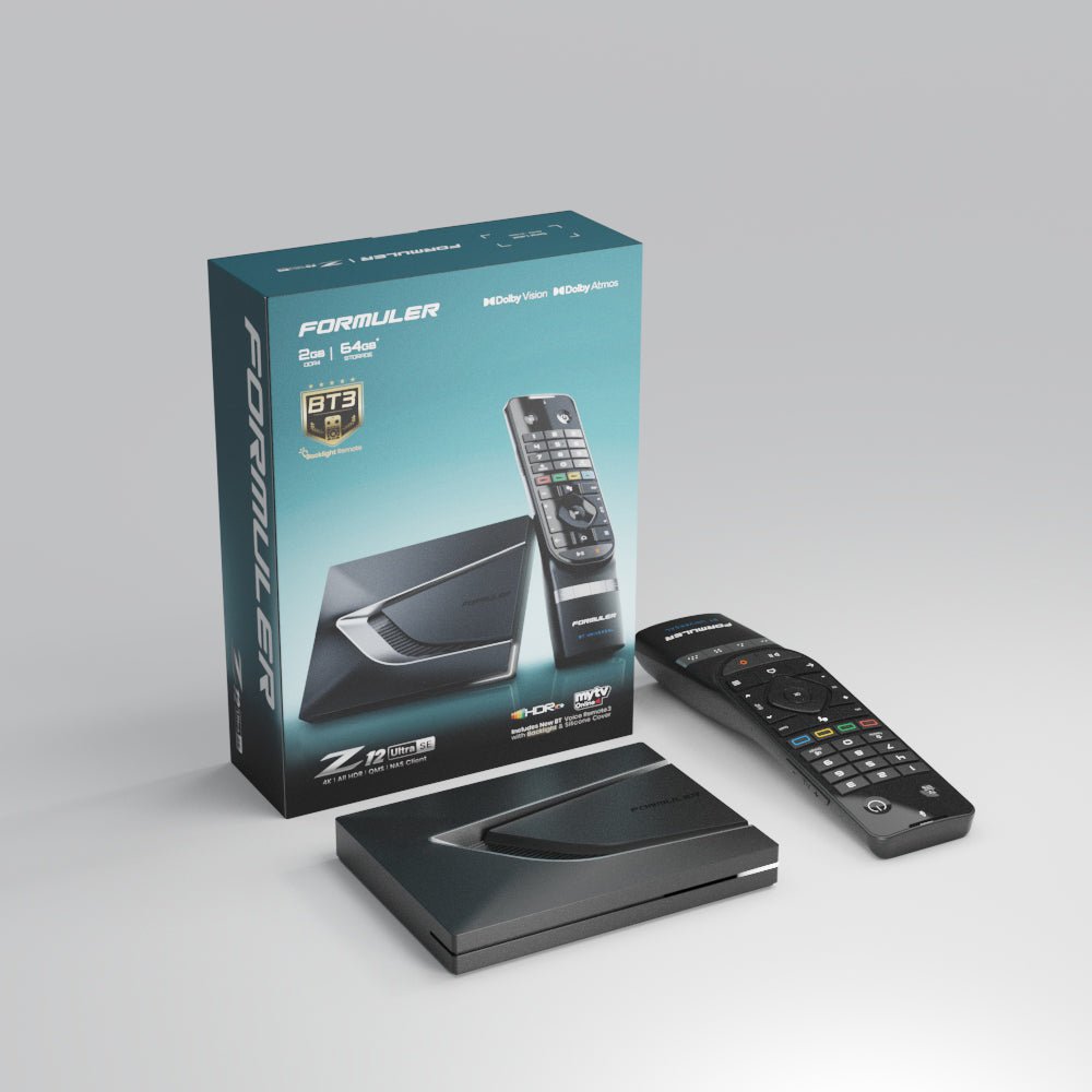 Formuler Z12 Ultra SE receiver, remote and retail box