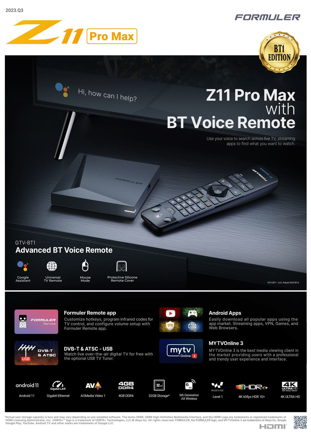 Buy Formuler Z11 Pro BT1 Edition MyTVOnline3 with incredible prices.